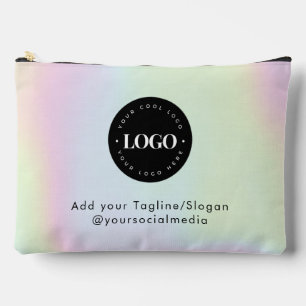 Round Circle Custom Company Logo Holographic Style Accessory Pouch