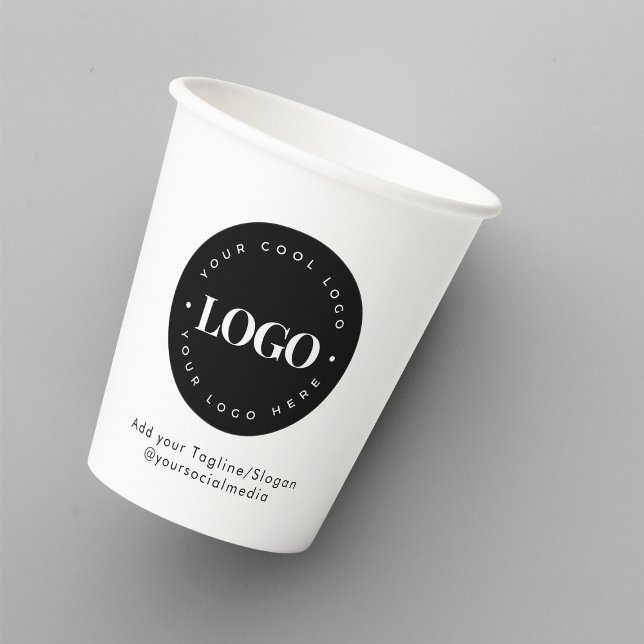 Round Circle Custom Company Logo Minimalist Modern Paper Cups (Creator Uploaded)