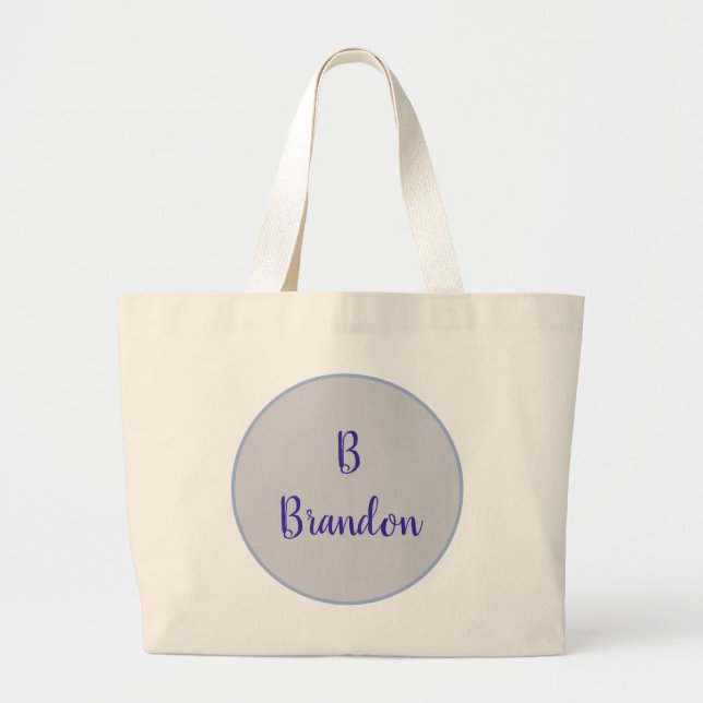Round Circle Design with Monogram Large Tote Bag (Front)