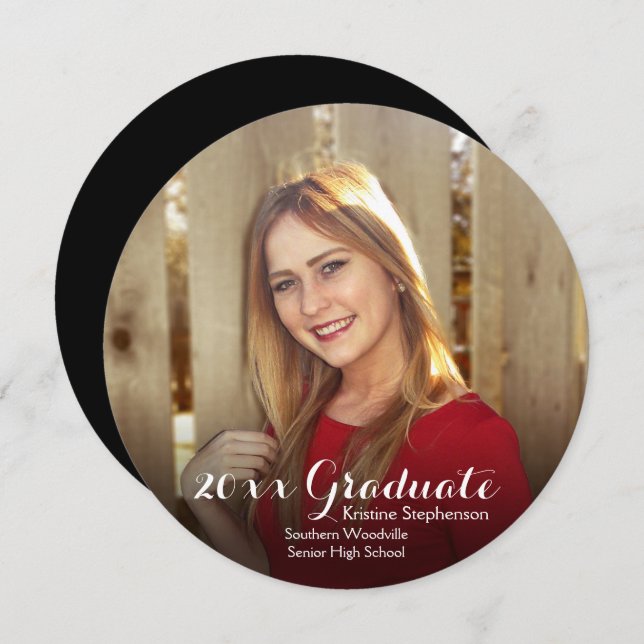Round Circle Photo Shading Custom Graduation Invitation (Front/Back)