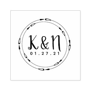 Round Circular Arrows Heart Wedding Logo Stamp