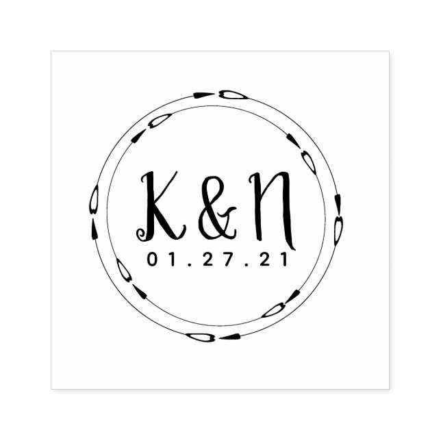 Round Circular Arrows Heart Wedding Logo Stamp (Imprint)