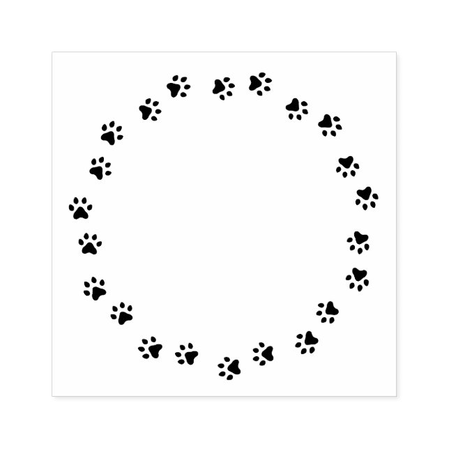 Round, circular paw print border rubber stamp (Imprint)