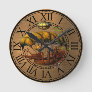 Round clock Air boat steampunk