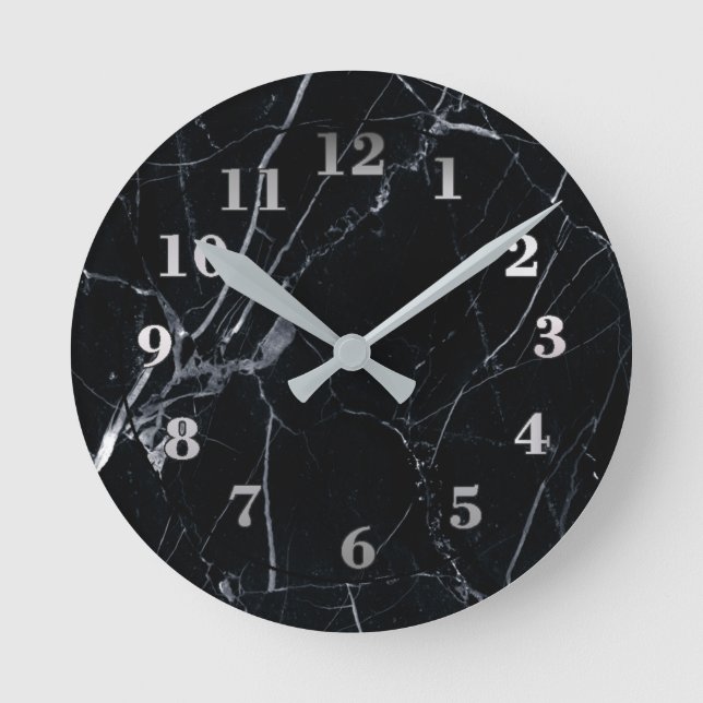 Round clock Black marble (Front)