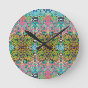 Round Clock - Hearts and Flowers