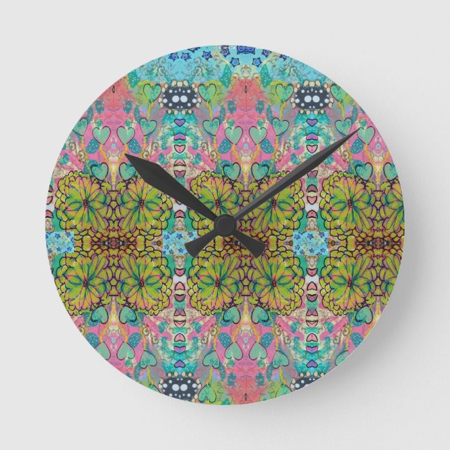 Round Clock - Hearts and Flowers (Front)