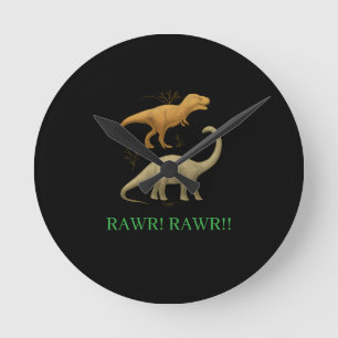 Round Clock - I Love Dinosaurs Rawr Rawr
