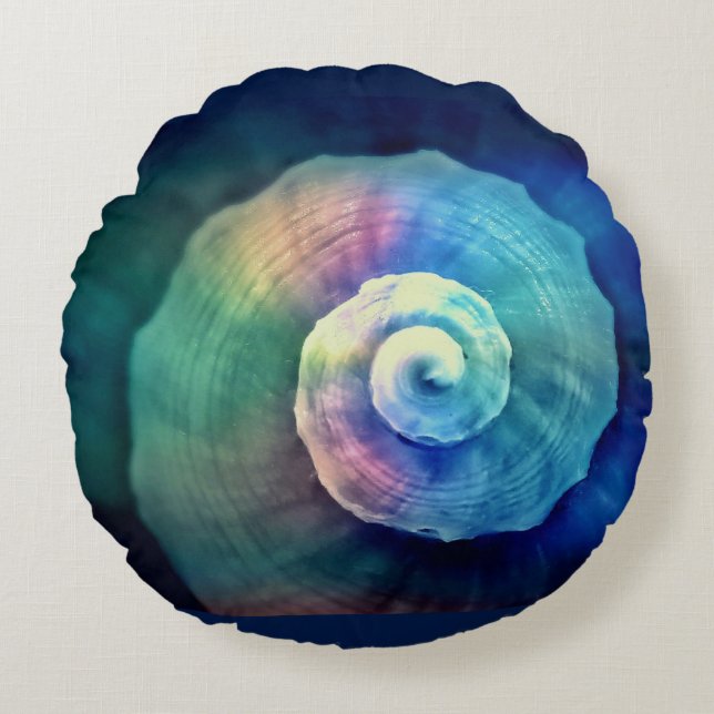Round Colourful Snail Shell Throw Pillow (Front)