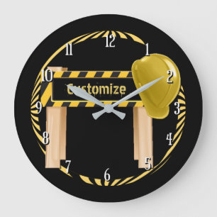 Round Construction Road Sign Wall Clock