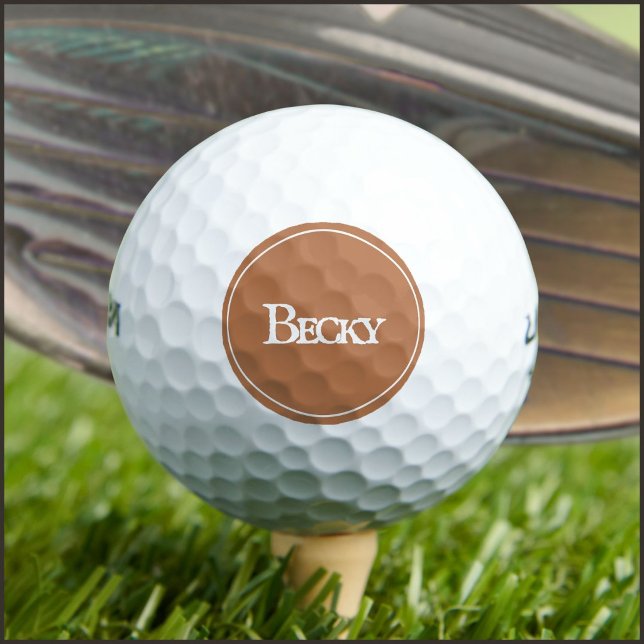 Round Cool Muted Copper Initials Name Golf Balls (Creator Uploaded)