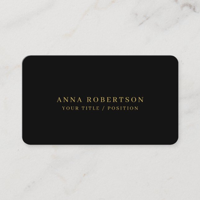 Round Corner Black Gold Professional Trendy Business Card (Front)
