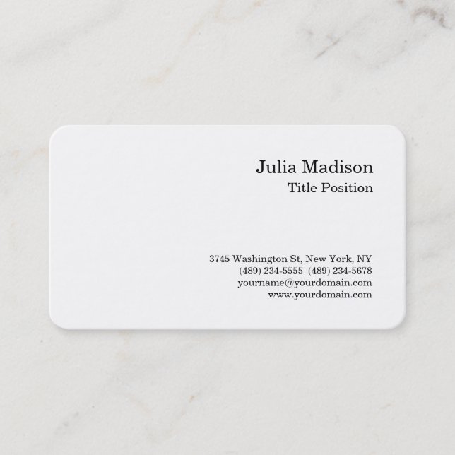 Round Corner Black White Trendy Professional Business Card (Front)