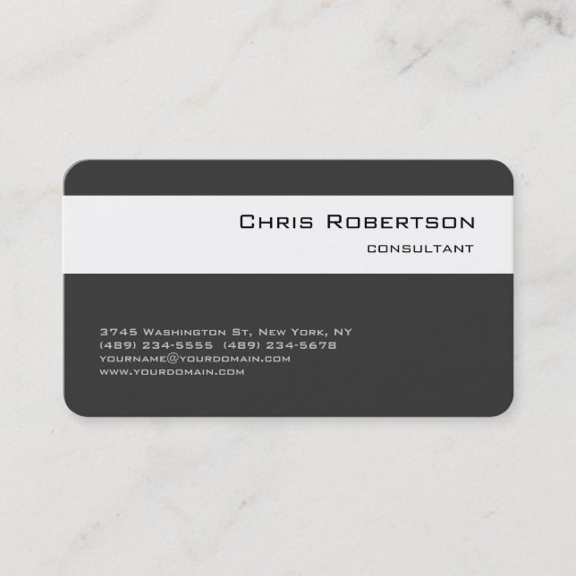 Round Corner Grey White Stripe Business Card (Front)