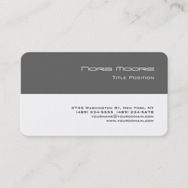 Round Corner Grey White Striped Professional Business Card (Front)