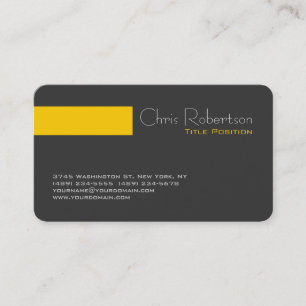 Round Corner Grey Yellow Stripe Business Card
