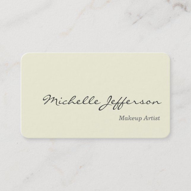 Round Corner Makeup Artist Beige Business Card (Front)