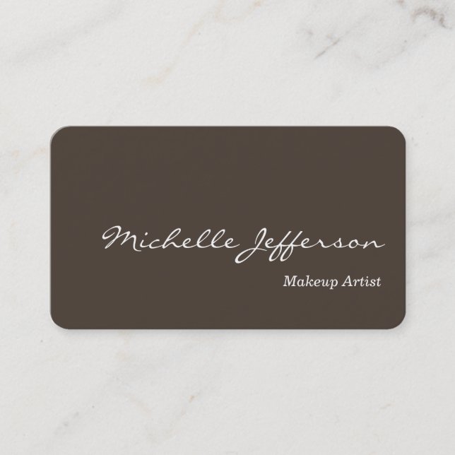 Round Corner Makeup Artist Taupe Business Card (Front)