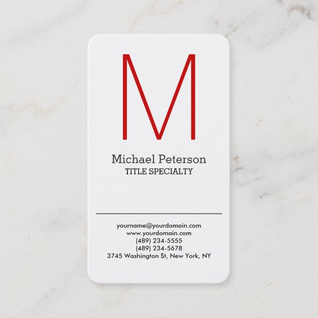 Round Corner Sophisticated Monogram Business Card (Front)
