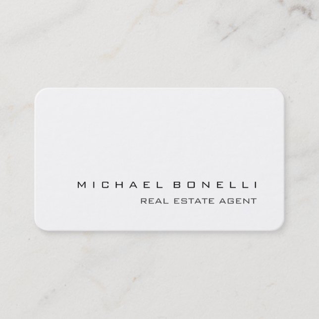 Round Corner White Real Estate Agent Business Card (Front)