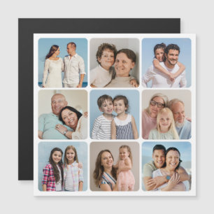 Round Corners 9 Photo Collage Magnetic Card