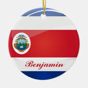 Round Costa Rican Flag Ceramic Tree Decoration
