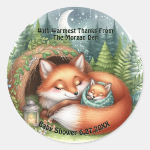 Round Cosy Woodland Animal Thank You Stickers
