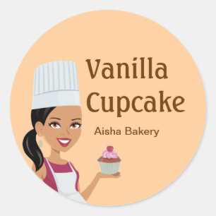 Round Cupcake Label & Character Art #1