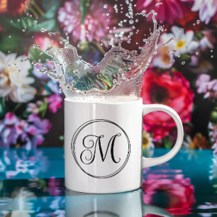 Round Curly Script Monogram Coffee Mug