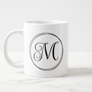Round Curly Script Monogram Large Coffee Mug