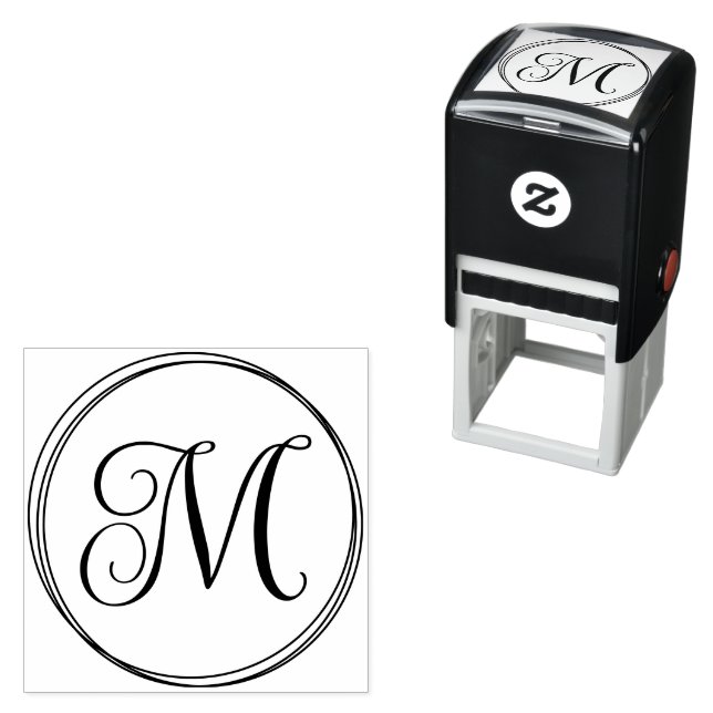 Round Curly Script Monogram Self-inking Stamp (In Situ)