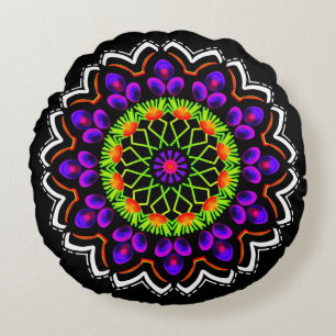 Round cushion Jimette black Design mandala