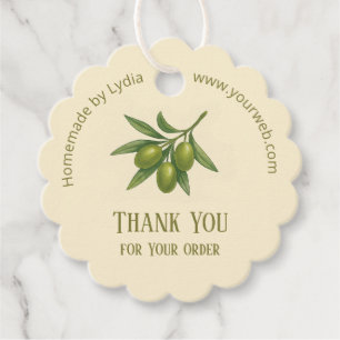 Round Custom Business Thank You Tag with Olives