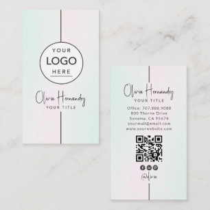 Round Custom Logo QR Code Social Media Gradient Business Card