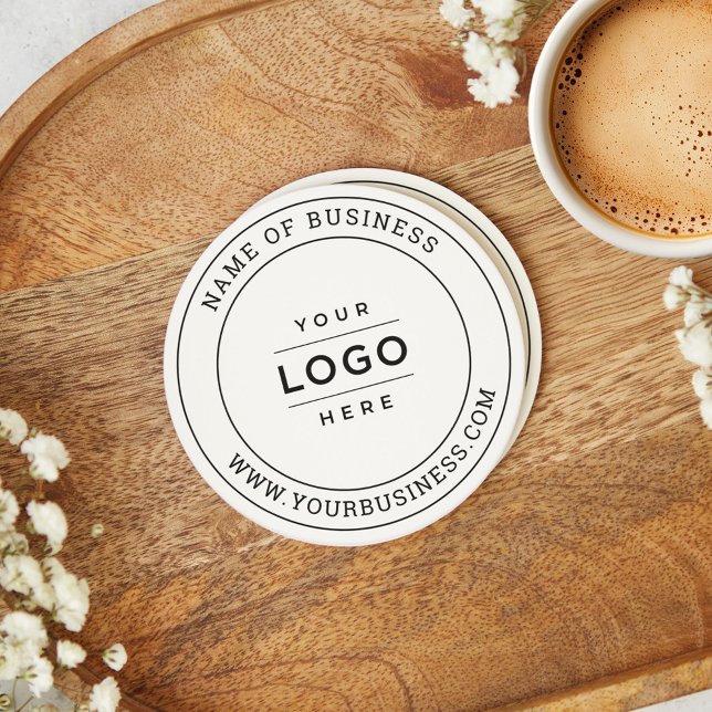 Round Custom White Business Logo Website Paper Coaster (Creator Uploaded)
