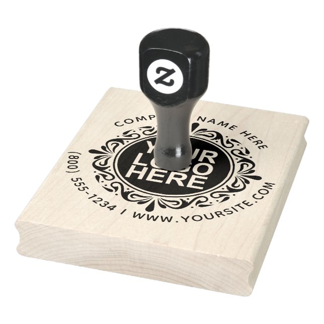 Round Custom Your Company Logo with Custom Text Rubber Stamp (Stamp)