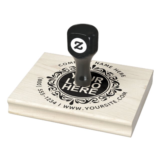 Round Custom Your Company Logo with Custom Text Rubber Stamp (Stamp)