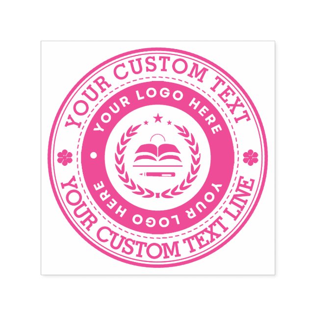 Round Custom Your Text With Logo Self-inking Stamp (Design)