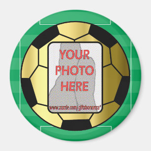 Round Customisable photo gold soccer ball magnets