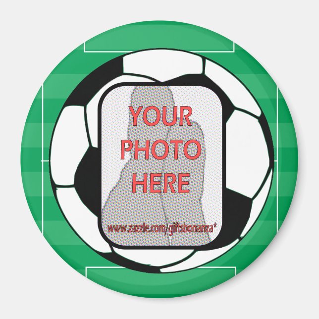 Round Customisable photo soccer ball magnets (Front)