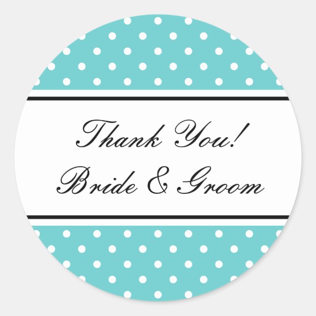 Round cute thank you stickers for wedding favours (Front)