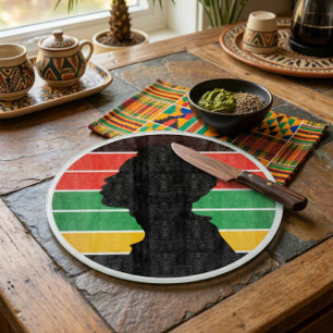 Round Cutting Board Black Empowerment Pan African
