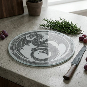 Round Cutting Board Dragon Fantasy Mediaeval Art