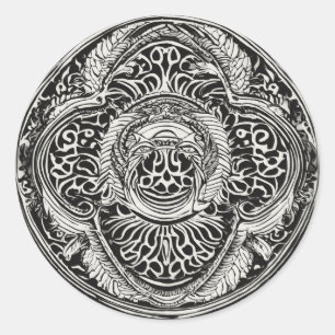 Round design plate classic round sticker