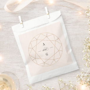 Round Diamond Gem Geometric Monogram Chic Wedding Favour Bag