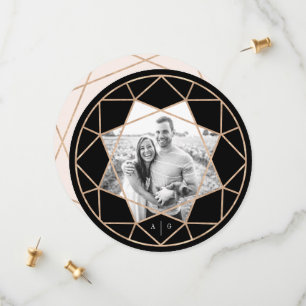 Round Diamond Geometric Gemstone Modern Chic Photo Save The Date