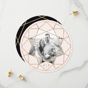 Round Diamond Geometric Gemstone Wedding Photo Save The Date