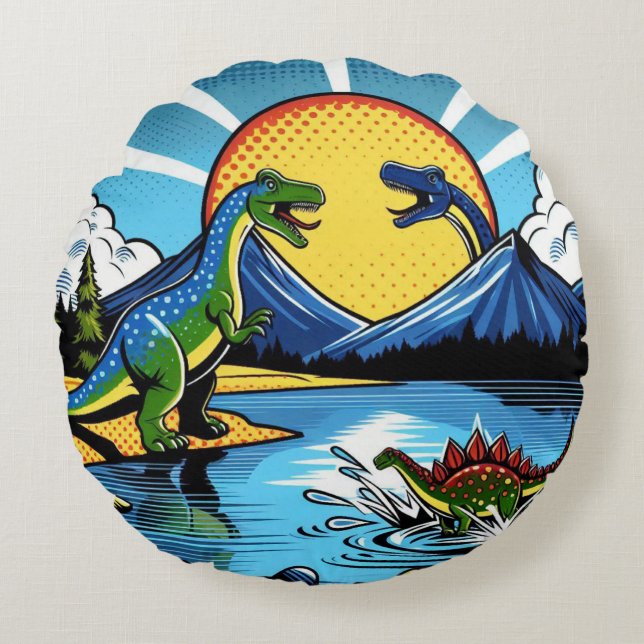 Round dinosaur cushion (Front)