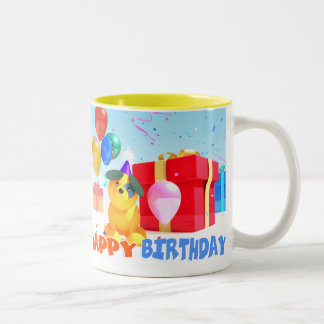 Round Dog "Happy Birthday!" mug
