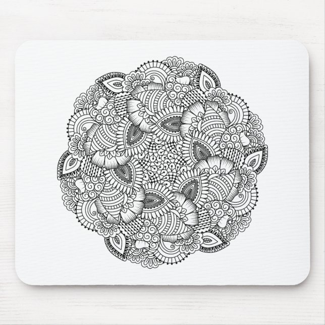 Round Doodle Design Mouse Pad (Front)